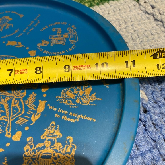 Heart of Amish Country - Vintage Blue Gold Tray - Souvenir Tourist Decor - Picture 14 of 15